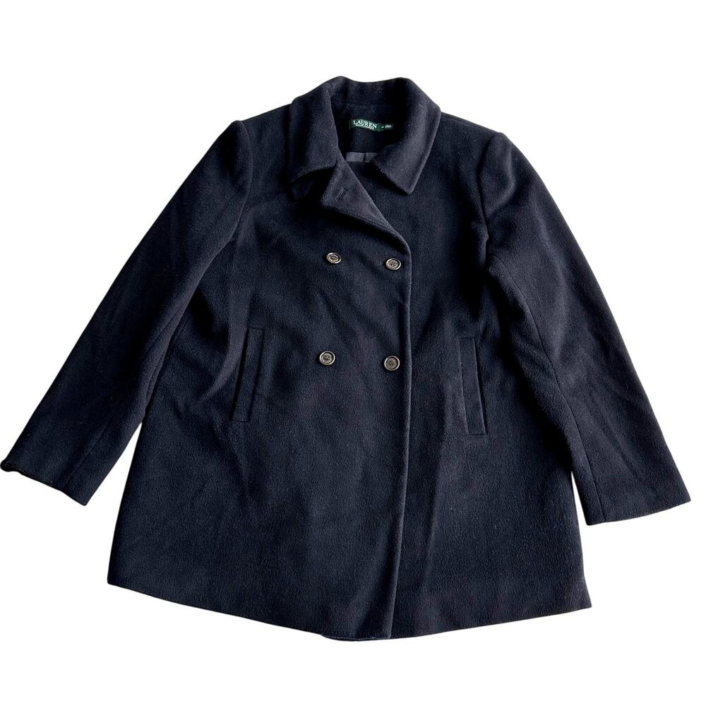 Lauren Ralph Lauren Wool Blend Classic Double Breasted Navy Duffle Pea Coat‎ 14